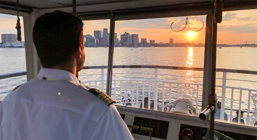 Boston: Boston Harbor Sunset Cruise - Sunset from the open deck