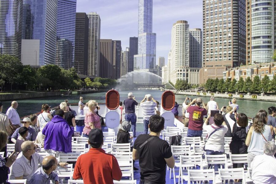 Chicago River: 1.5-Hour Guided Architecture Cruise - Tribune Tower, the Wrigley Building, and ornate Chicago