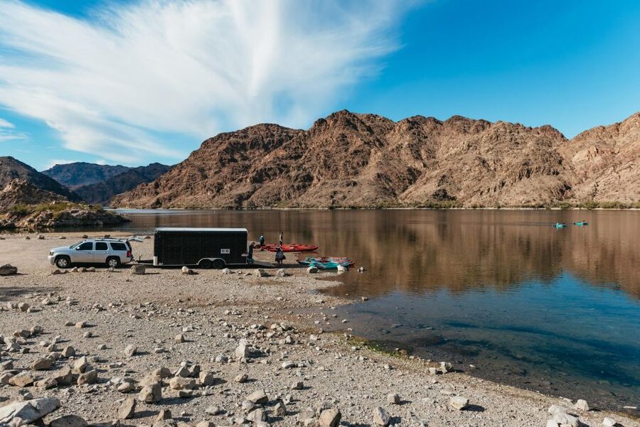 From Las Vegas: Emerald Cave Guided Kayaking Tour - Getting fitted for a kayak at Willow Beach