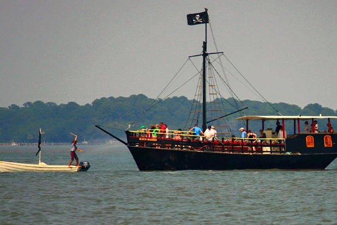 Hilton Head Pirate Ship Adventure Sail aboard the Black Dagger - Firing water cannons at Stinky Pete