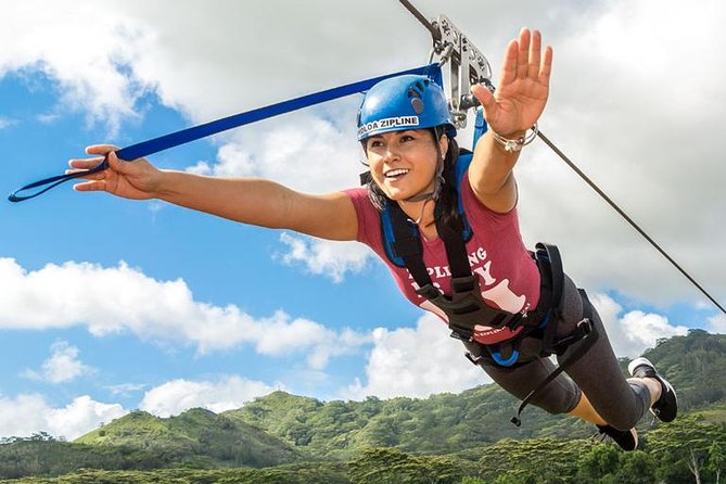 Koloa Zipline in Kauai - Flying above Waita Reservoir near Koloa