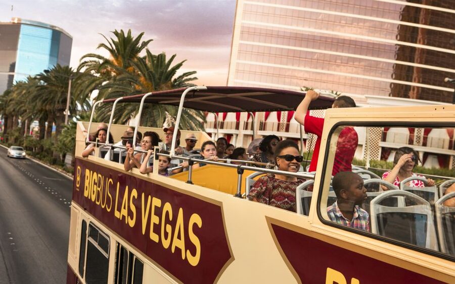 Las Vegas: Sightseeing Night Tour by Open-top Bus - The Welcome sign and the southern end of the route