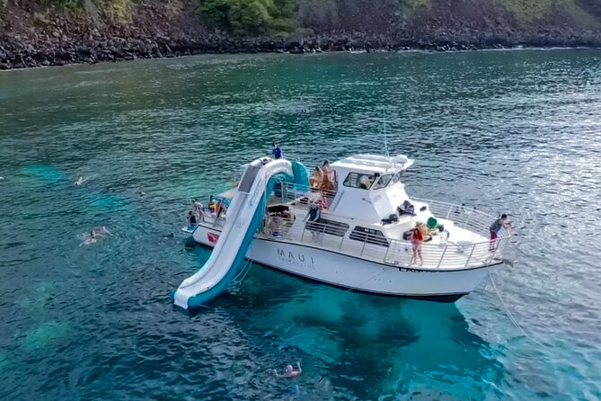 Maui: Molokini & Turtle Town Snorkel & Waterslide Adventure - Whale watching from November through April