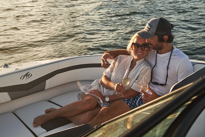 Miami Boat Tour –Day and Night Cruises with Champagne - Rickenbacker Causeway and Miami’s skyline from the bay