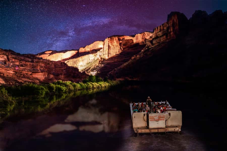 Moab: Colorado River Dinner Cruise with Music and Light Show - A quiet Colorado River evening, not a whitewater ride