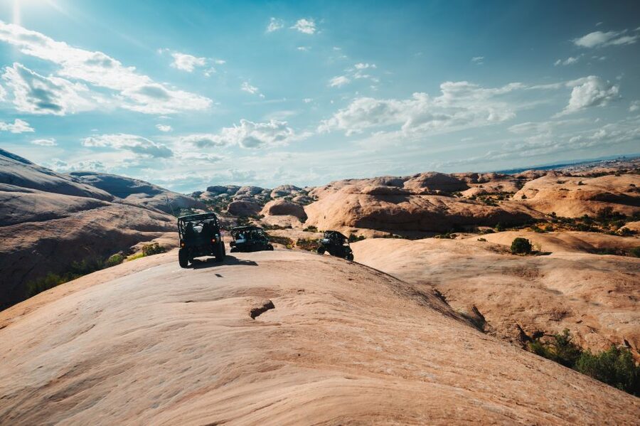Moab: Hell's Revenge UTV 4x4 Guided Adventure - Climbing the first sandstone fins
