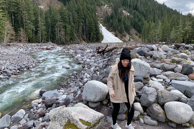 Mt. Rainier highlights - old forest, falls and glaciers - Christine Falls beneath the stone bridge