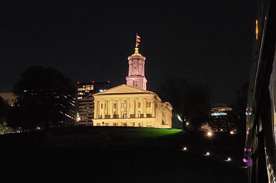 Nashville: Music City Nighttime Trolley Tour - The Tennessee State Capitol and the Parthenon at night