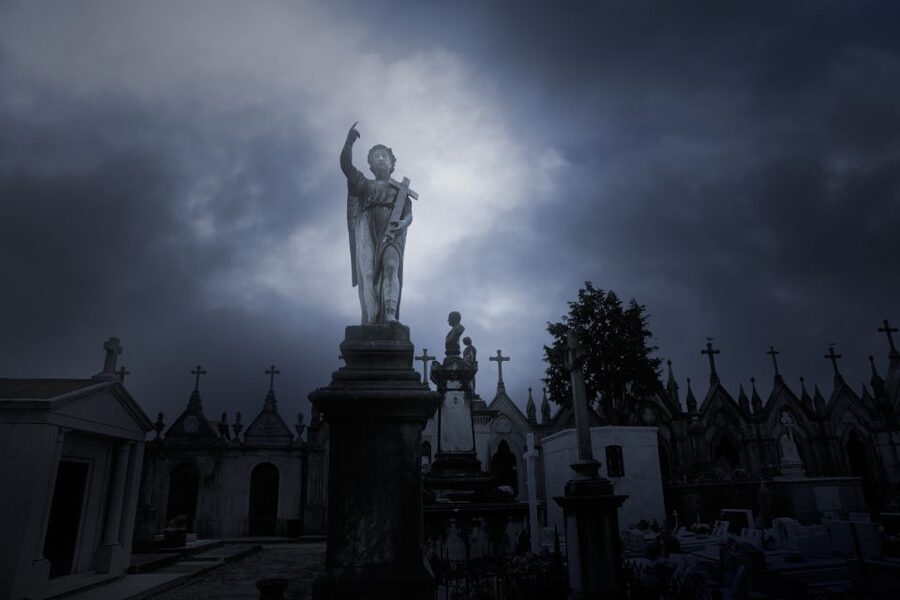 New Orleans: Night Cemetery and Ghost BYOB Bus Tour - The cemetery walk after dark