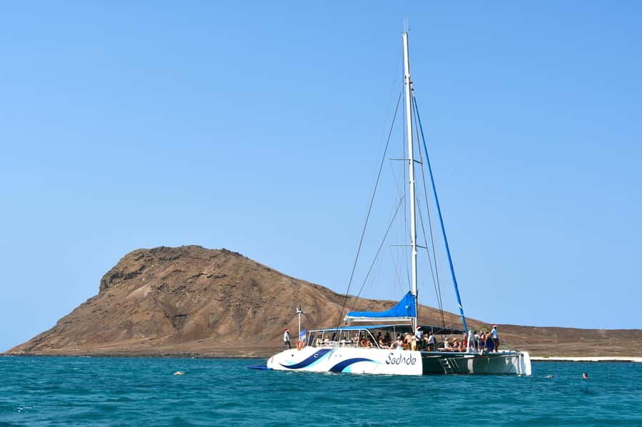 Sal: All-Inclusive Half-Day Lounge Catamaran Cruise - Sailing south along Sal’s rocky shore