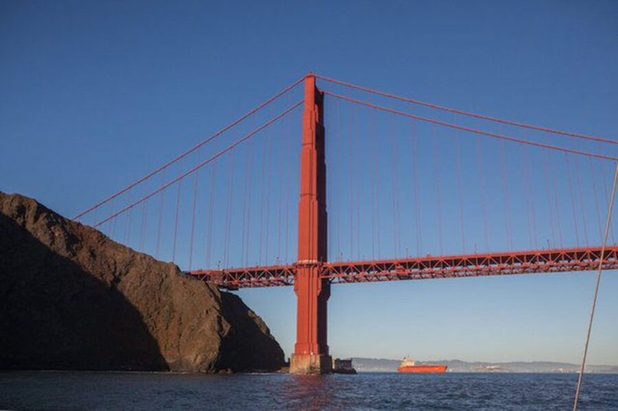 San Francisco: Golden Gate Bridge Catamaran Cruise - Leaving the pier with San Francisco in view