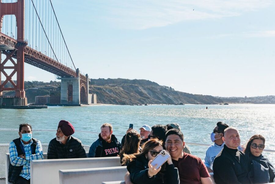 San Francisco: Skip-the-Line Escape from The Rock Bay Cruise - The Golden Gate Bridge from below